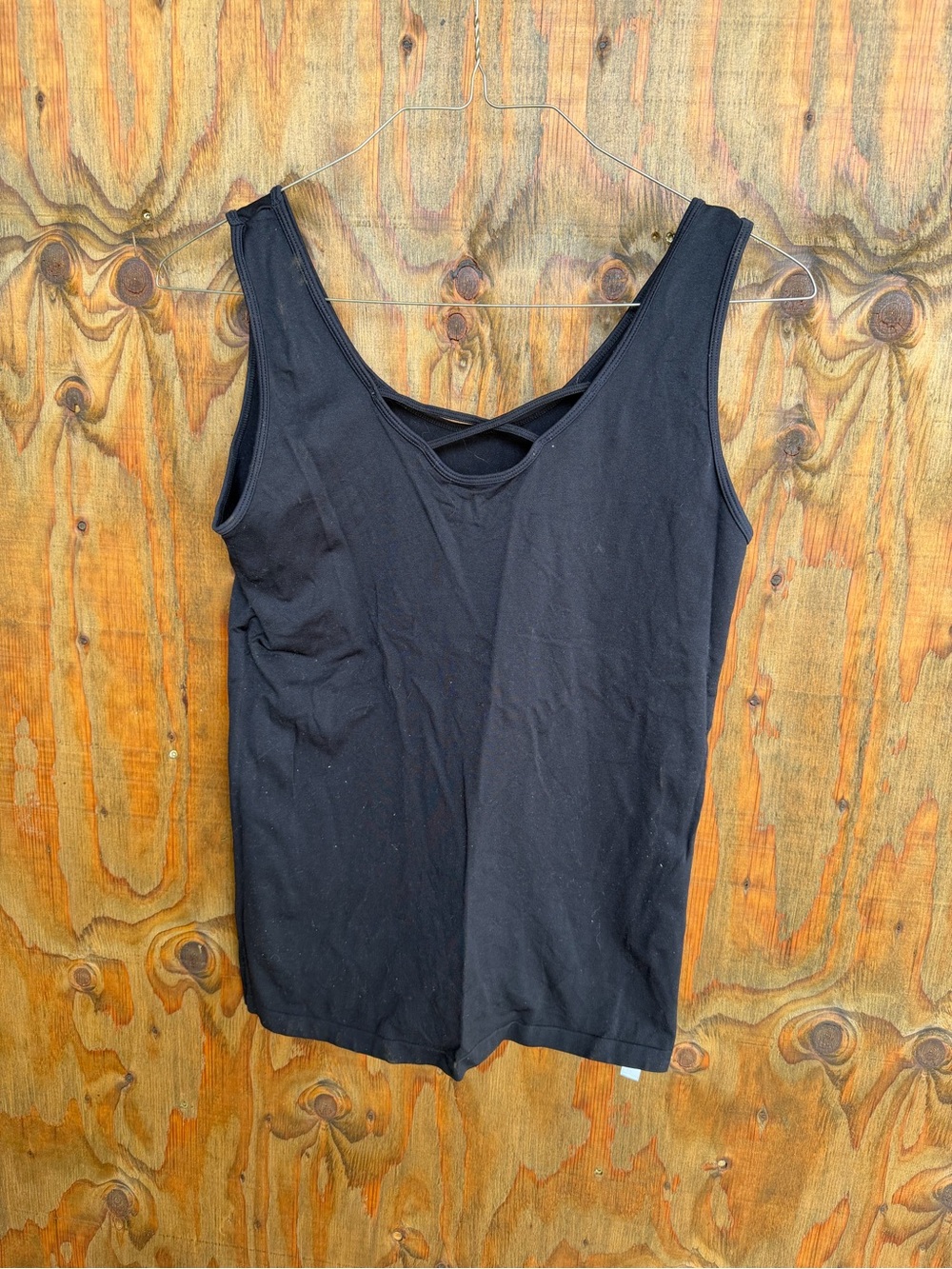Black Women's Tank Top with Cross-Back Detail